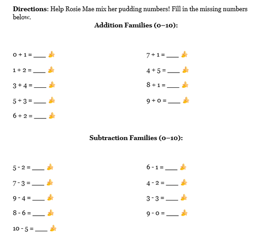 Rosie Mae Math Families